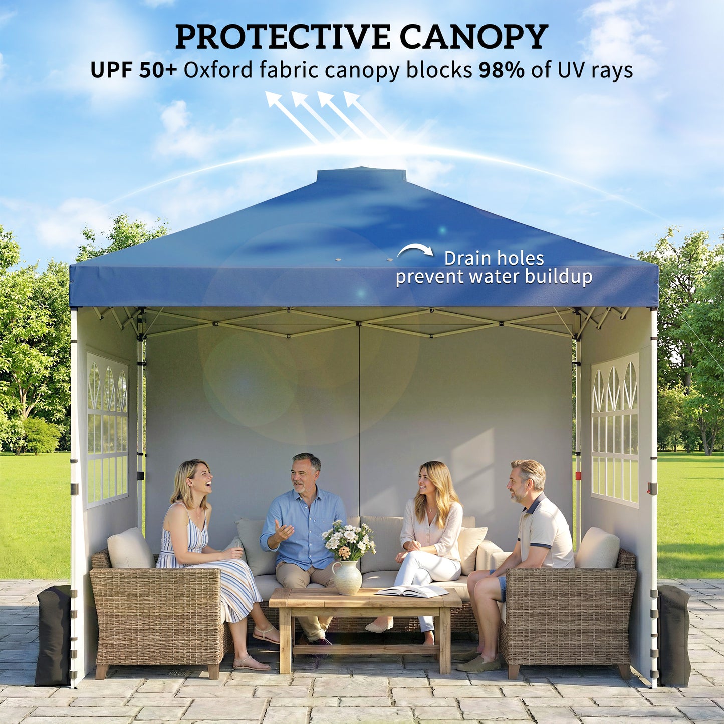 Pop Up Canopy Waterproof Height Adjustable 3 x 3 (m) Dark Blue