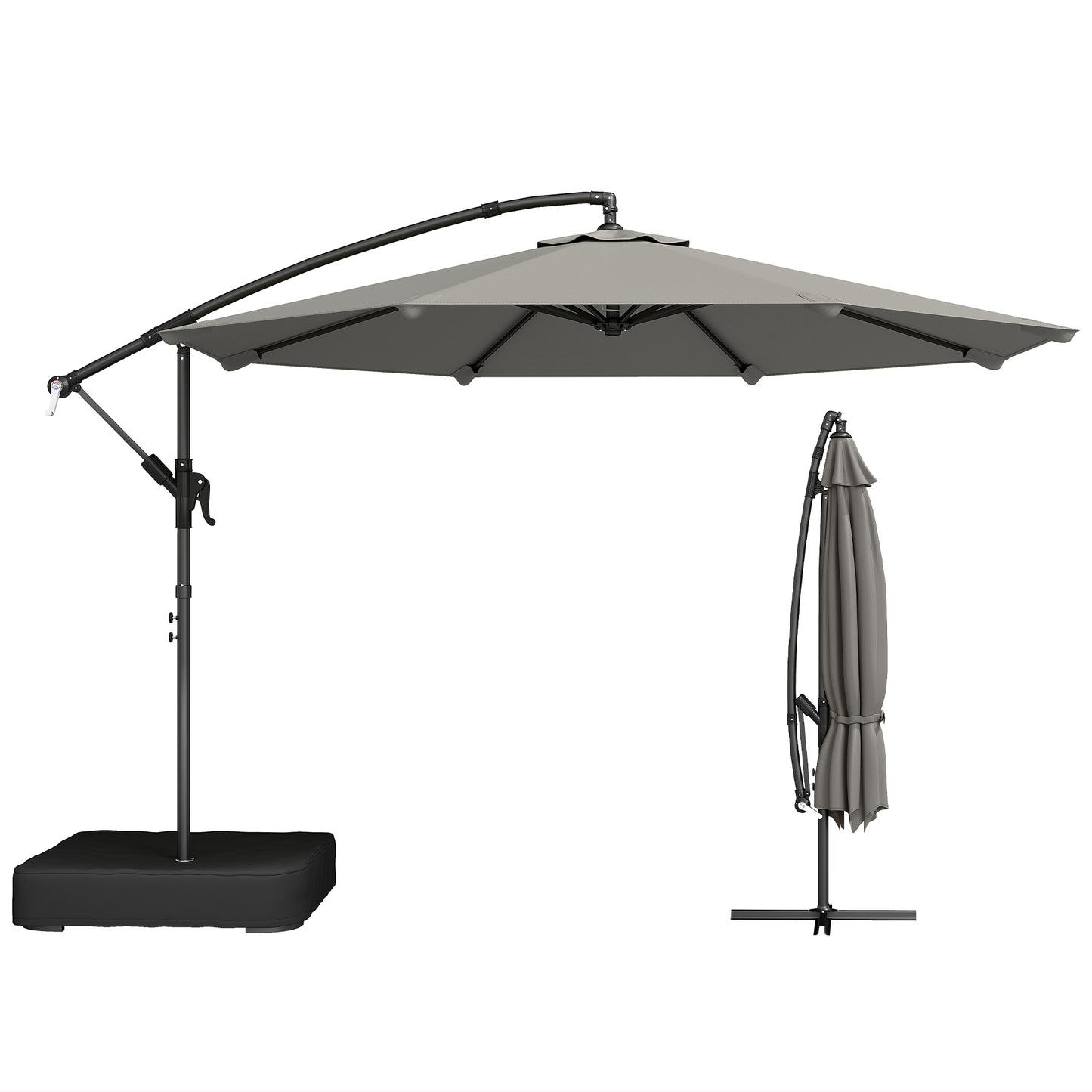 3 m Garden Cantilever Parasol with Sandbag, 360 Degree Rotation