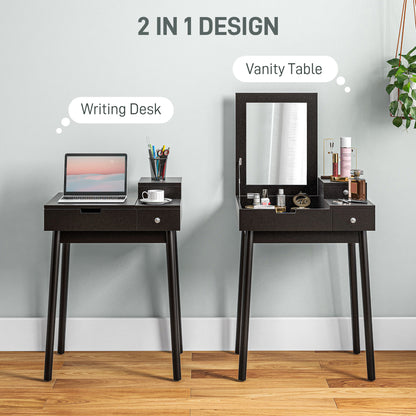 Dressing Table Vanity Desk Flip-up Mirror 2 Drawers, Black