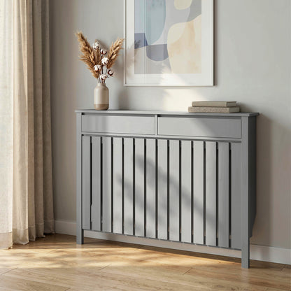 Large Radiator Cover with Drawers and Vertical Slats 119 x 19 x 93 cm