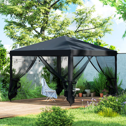 Heavy Duty Pop Up Gazebo with Removable Mesh Sidewall Black
