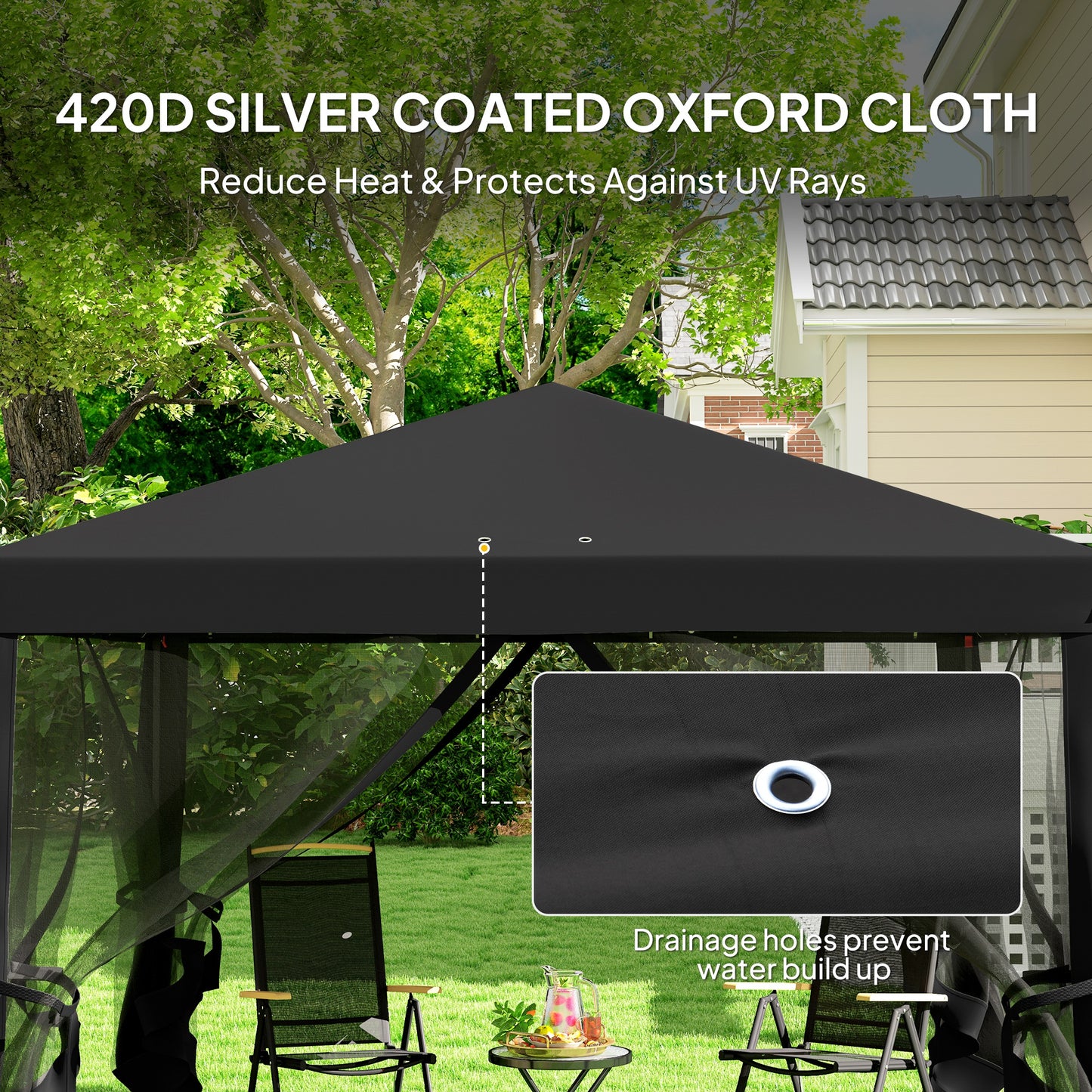 Heavy Duty Pop Up Gazebo with Removable Mesh Sidewall Black