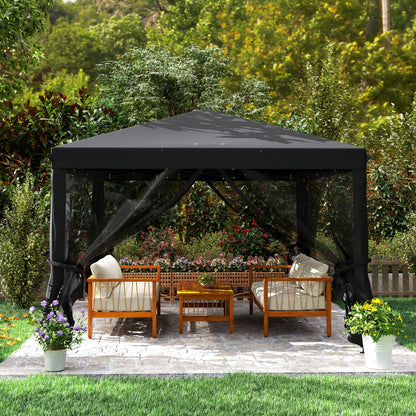 Heavy Duty Pop Up Gazebo with Removable Mesh Sidewall Black