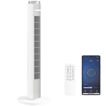 96 cm Tower Fan, Standing Floor Fan with Remote Control White