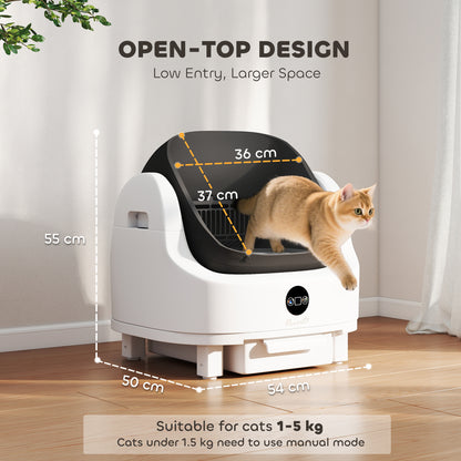 Self Cleaning Cat Litter Tray Top Opening Design, Automatic Litter Box More Space for Multiple & Senior, Large Cats, Integrated Security Protection, Odor-Free,  Instant Cleaning & Easy Scooping