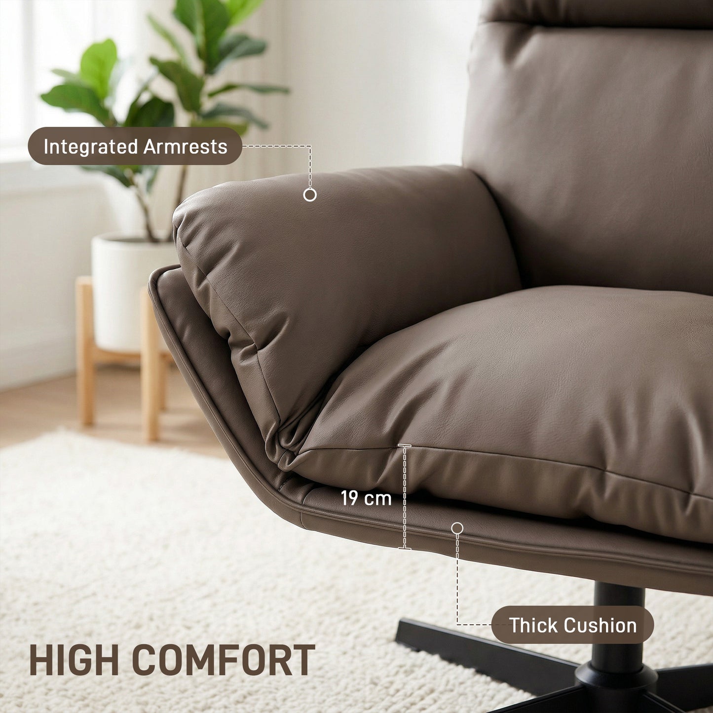 Accent Chair with 360 Swivel Dark Brown