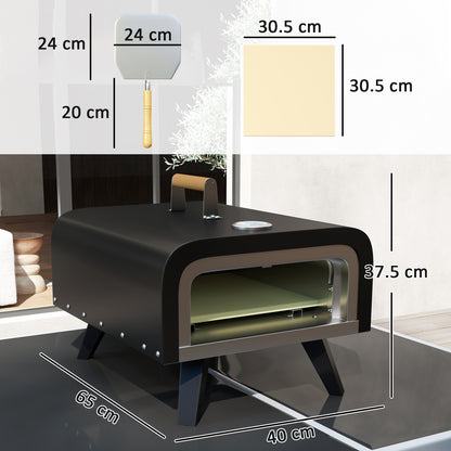 Outdoor Tabletop Gas Pizza Oven with 12" Pizza Stone & Peel, Black