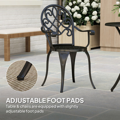 3PCs Bistro Set,  Aluminium Garden Table and Chairs Black