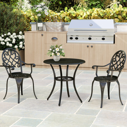3PCs Bistro Set,  Aluminium Garden Table and Chairs Black
