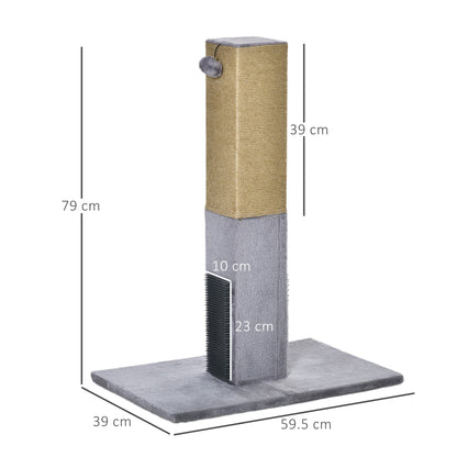 Cat Tree Scratching Post for Indoor Cats 79cm Jute Scratcher Climber w/ Carpet Base Dangling Toy ‚àö√™ Grey