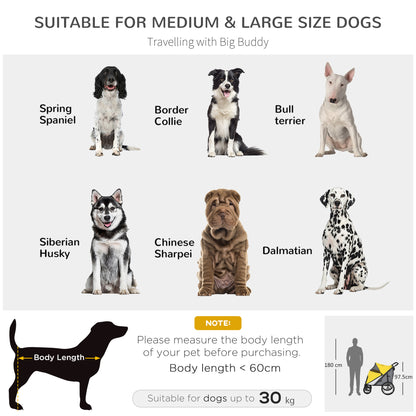 Foldable Pet Stroller with Cushion, for M, L Dogs - Yellow