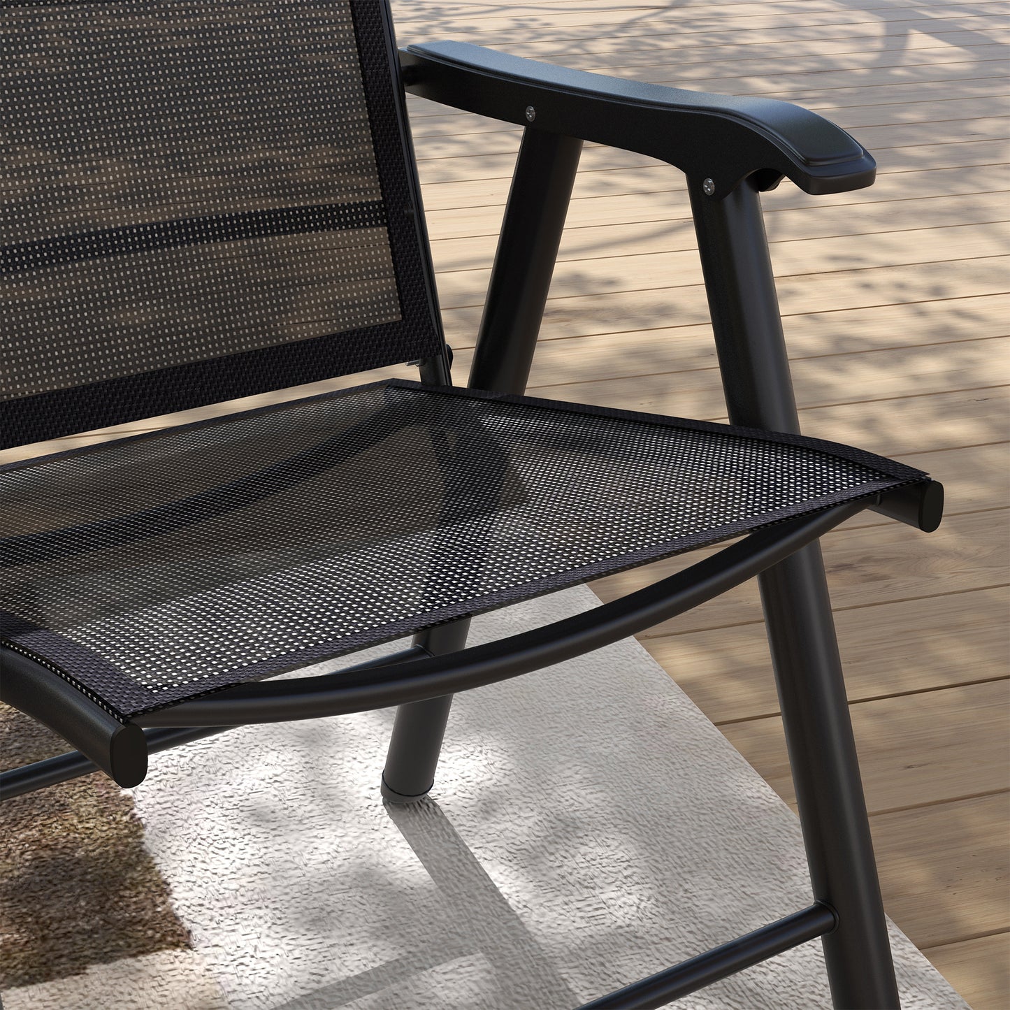4-PCS Garden Armchairs Outdoor Patio Folding Furniture Black
