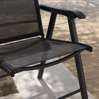 4-PCS Garden Armchairs Outdoor Patio Folding Furniture Black