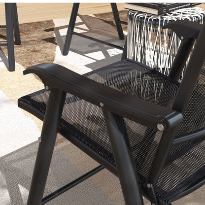 4-PCS Garden Armchairs Outdoor Patio Folding Furniture Black