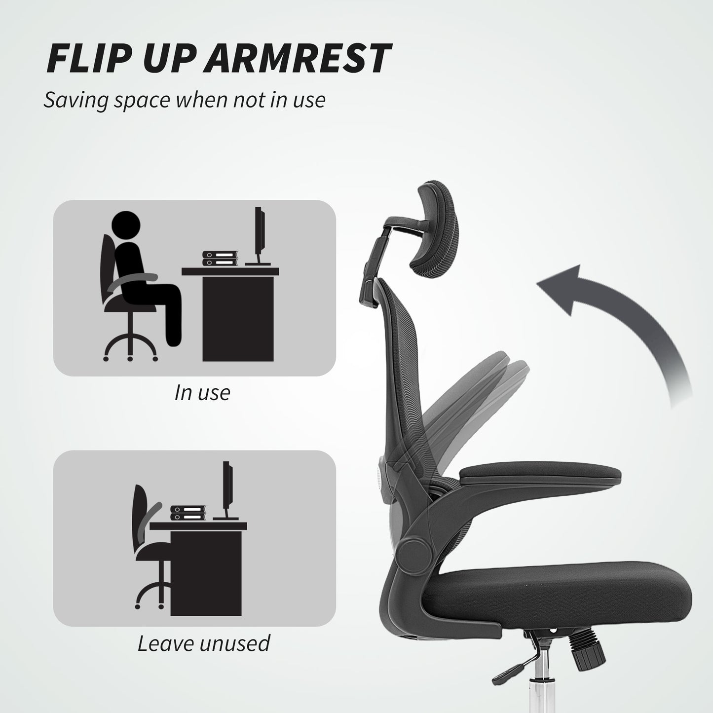 High Back Mesh Computer Desk Chair with Lumbar Support, Black