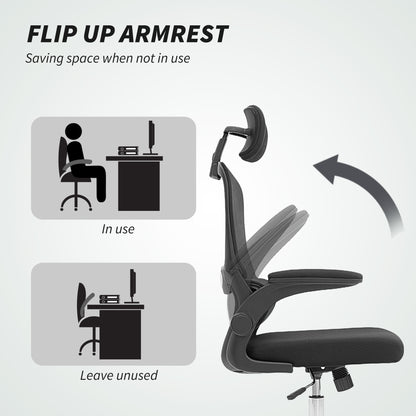 High Back Mesh Computer Desk Chair with Lumbar Support, Black