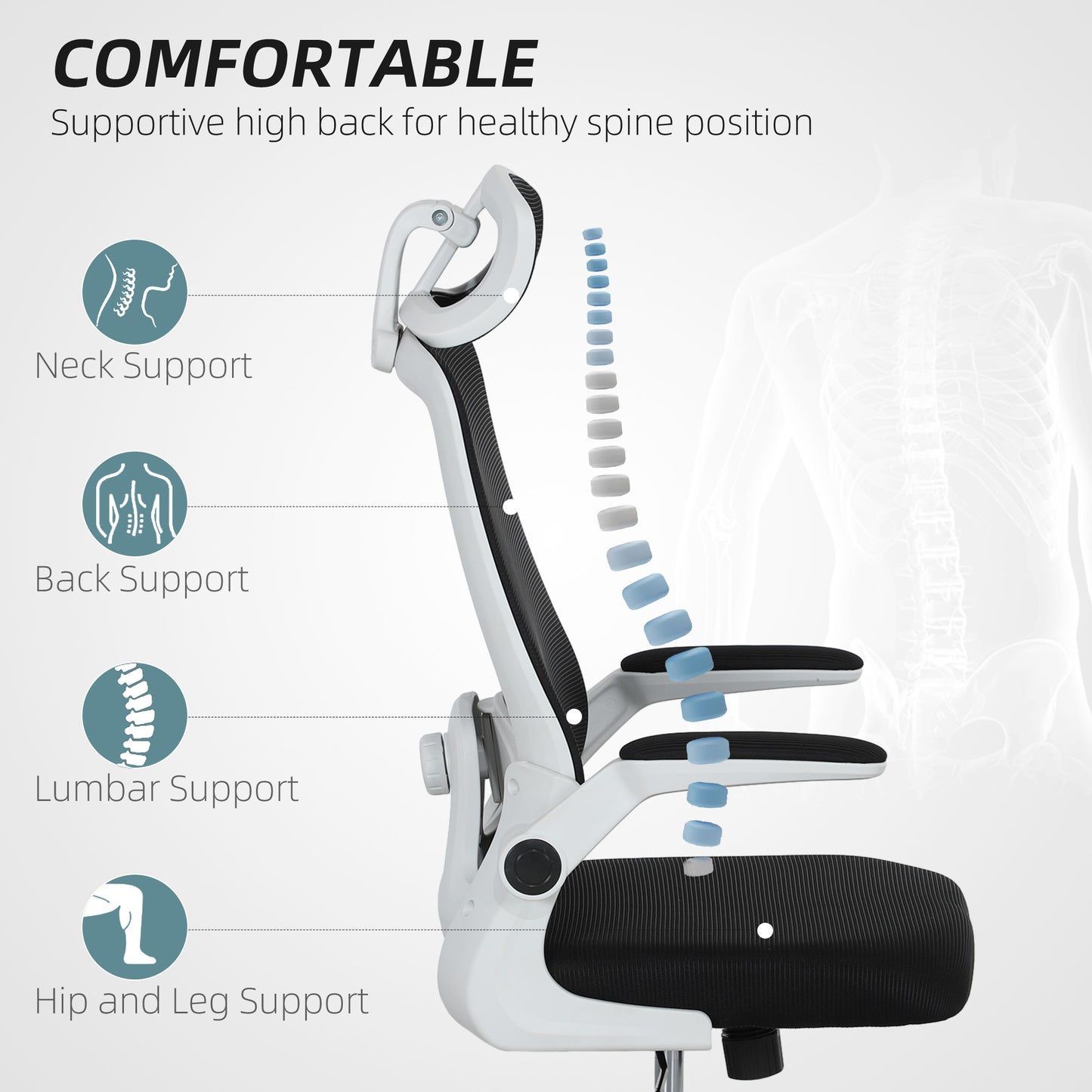 Executive Mesh Office Chair with Headrest, Lumbar Support, Black