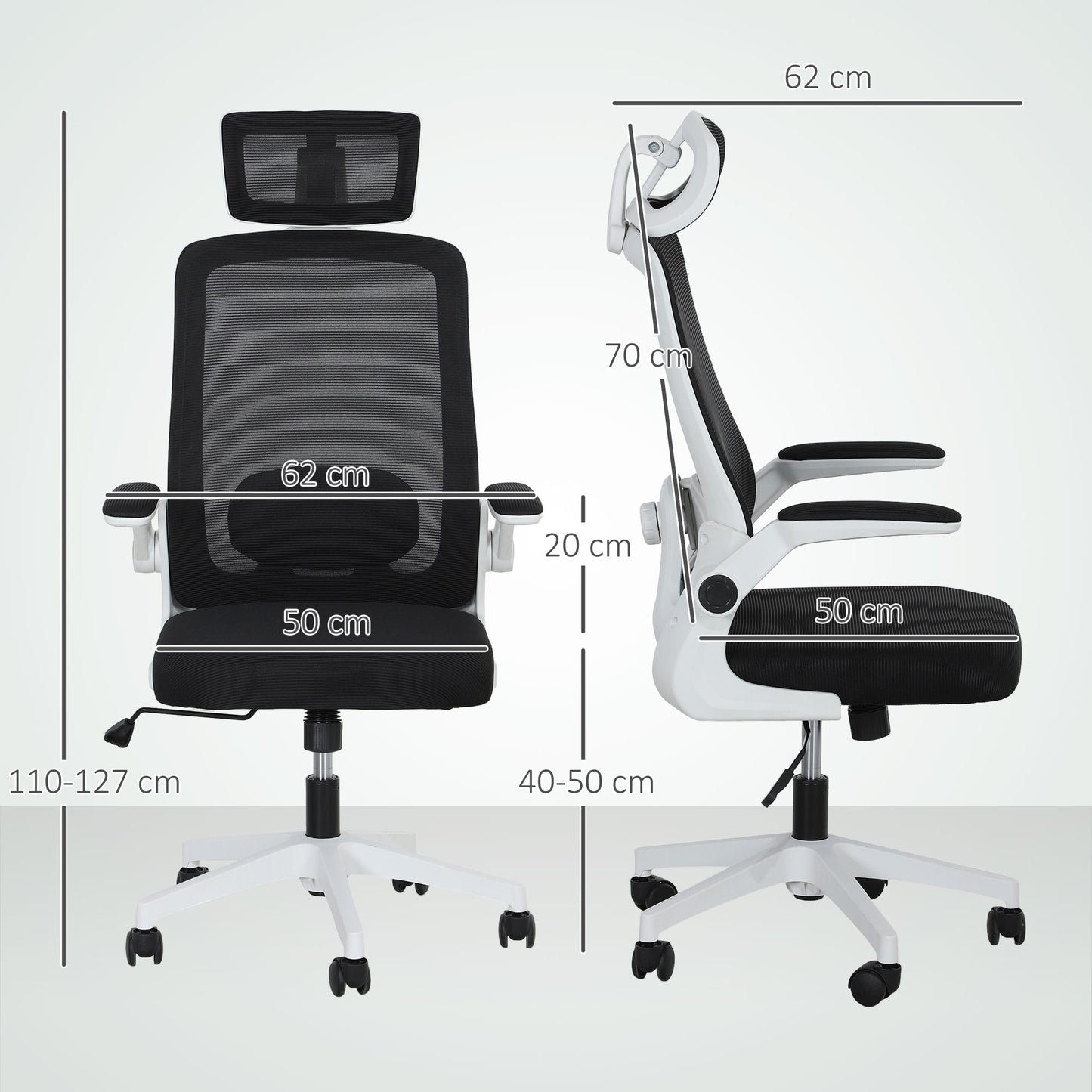 Executive Mesh Office Chair with Headrest, Lumbar Support, Black