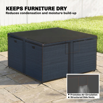 Garden Furniture Cover, 420D Waterproof, 125 x 125 x 74 cm, Black
