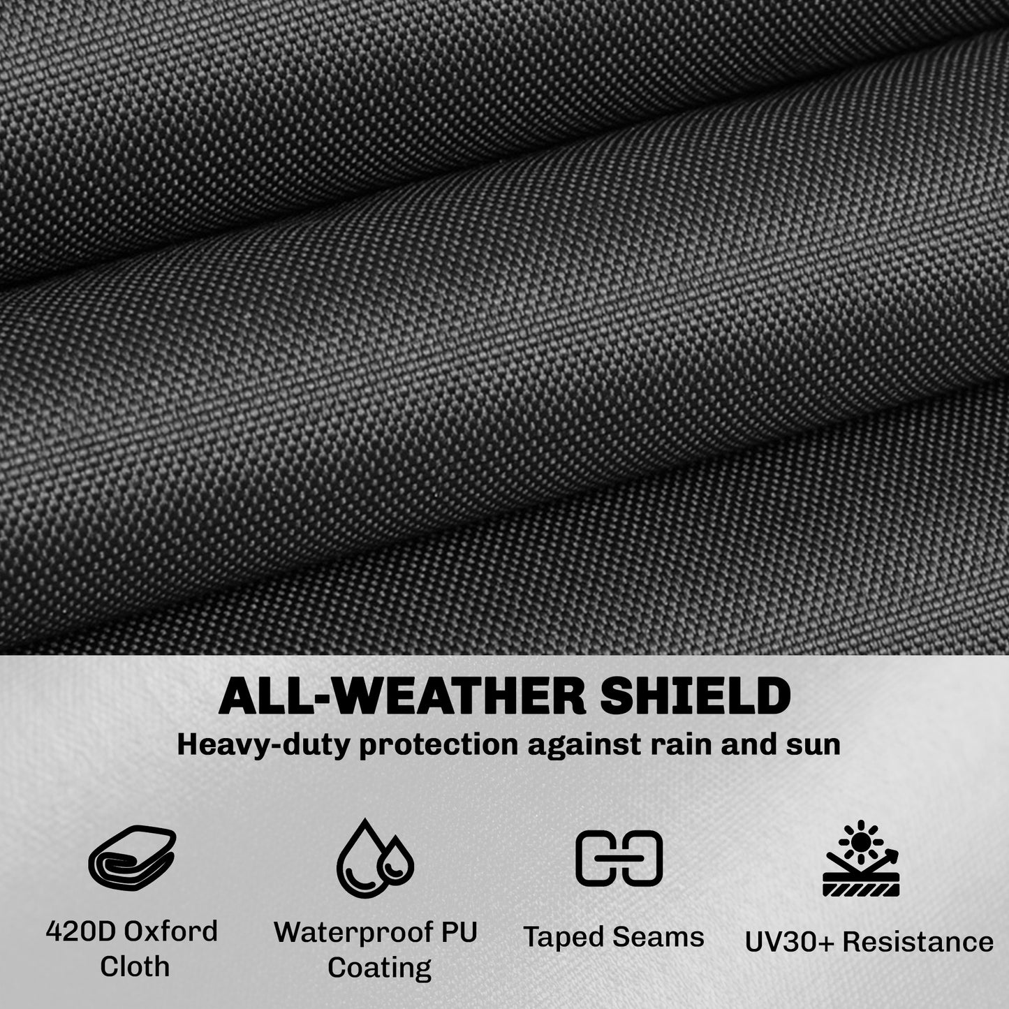 Garden Furniture Cover, 420D Waterproof, 125 x 125 x 74 cm, Black