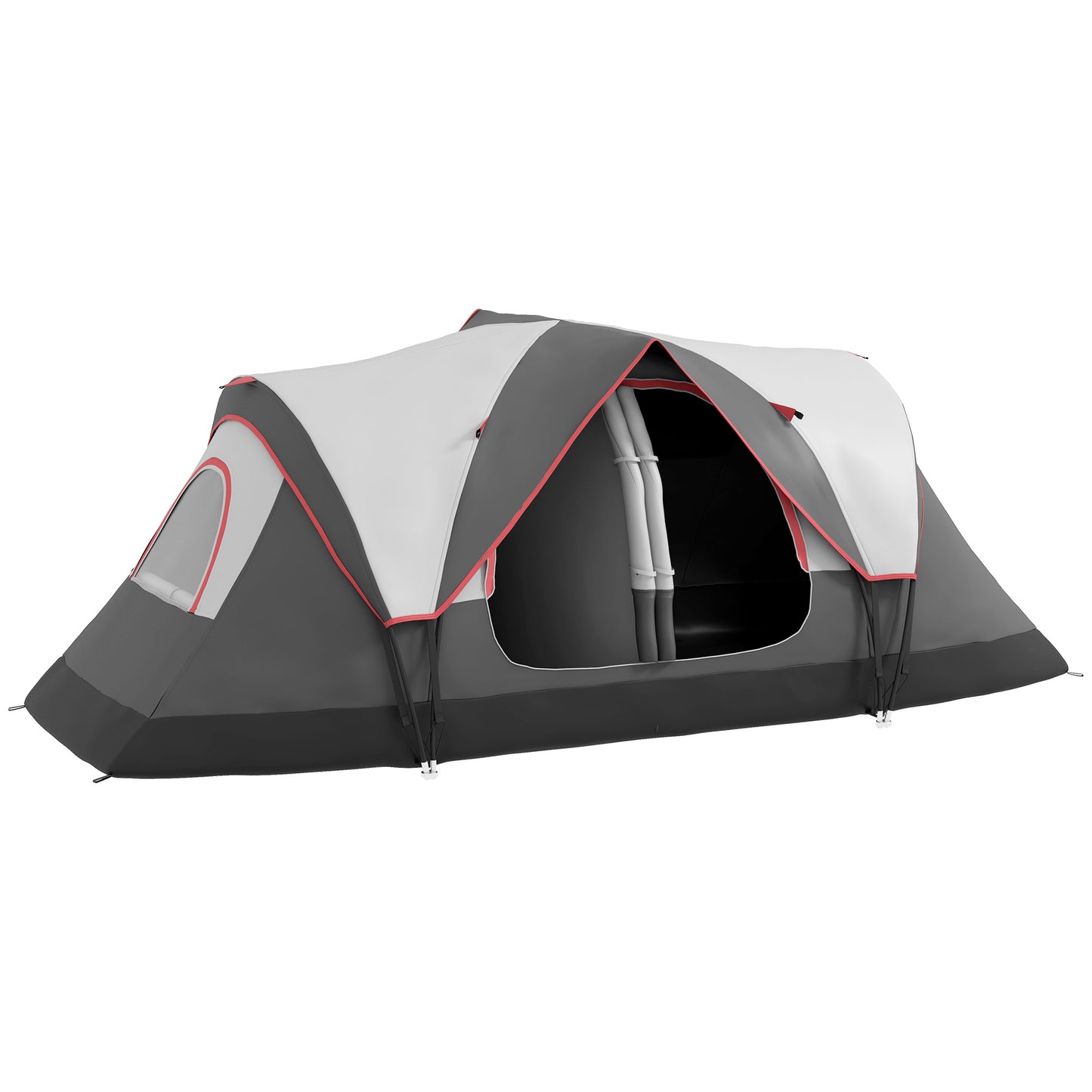 2 Room Camping Tent with Waterproof Rainfly & Screen Panels Grey