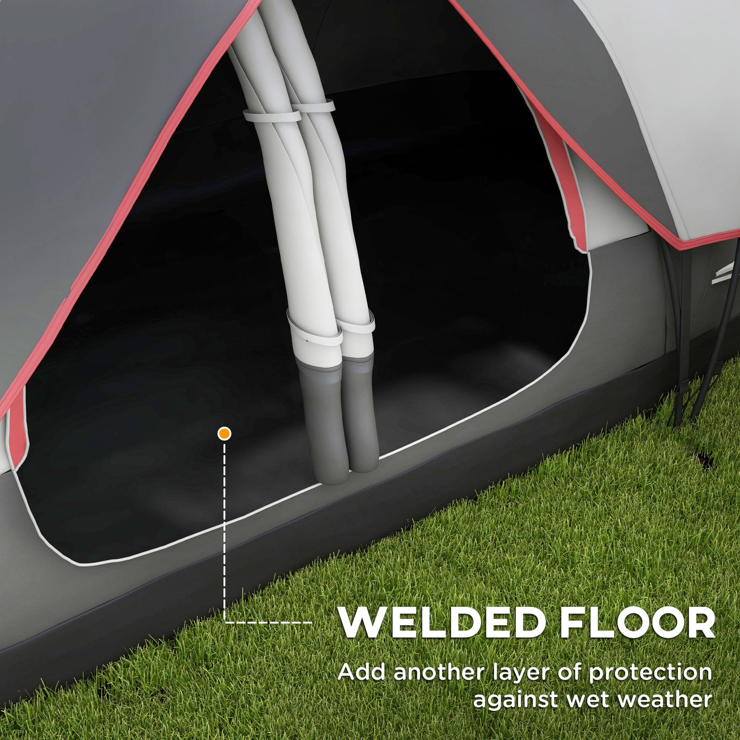 2 Room Camping Tent with Waterproof Rainfly & Screen Panels Grey