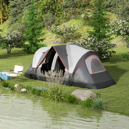 2 Room Camping Tent with Waterproof Rainfly & Screen Panels Grey