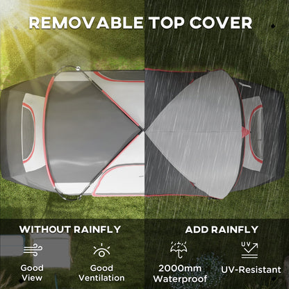 2 Room Camping Tent with Waterproof Rainfly & Screen Panels Grey