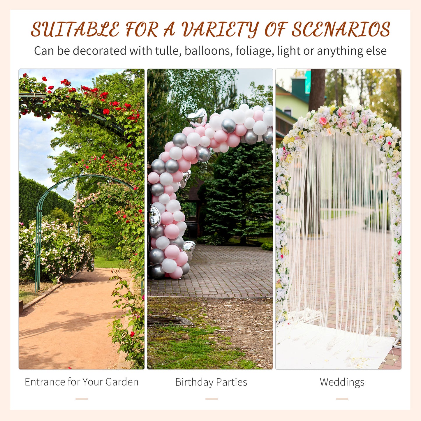Garden Arch Arbor for Decorative Climbing Plants Lawn Garden