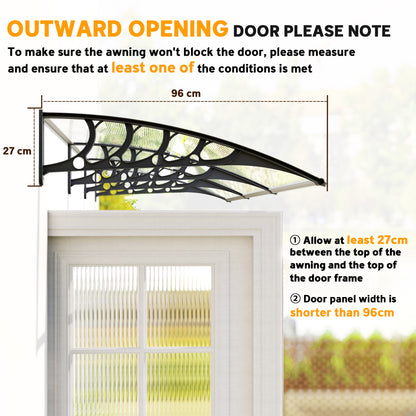 Door Canopy Outdoor Awning Rain Shelter for Window Porch, Clear