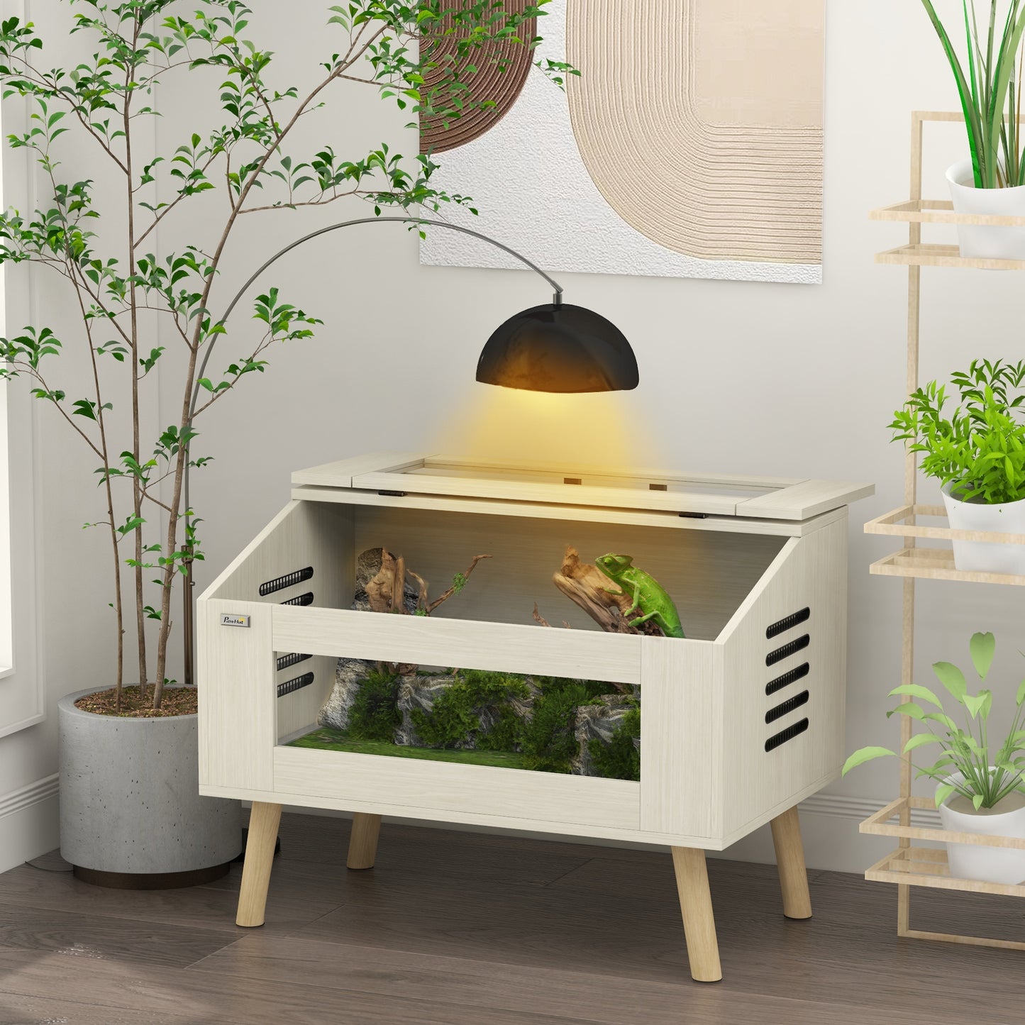 Reptile Terrarium, 111L Snake Vivarium with Tempered Glass Windows