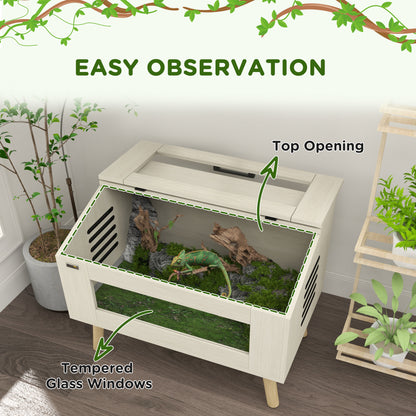 Reptile Terrarium, 111L Snake Vivarium with Tempered Glass Windows