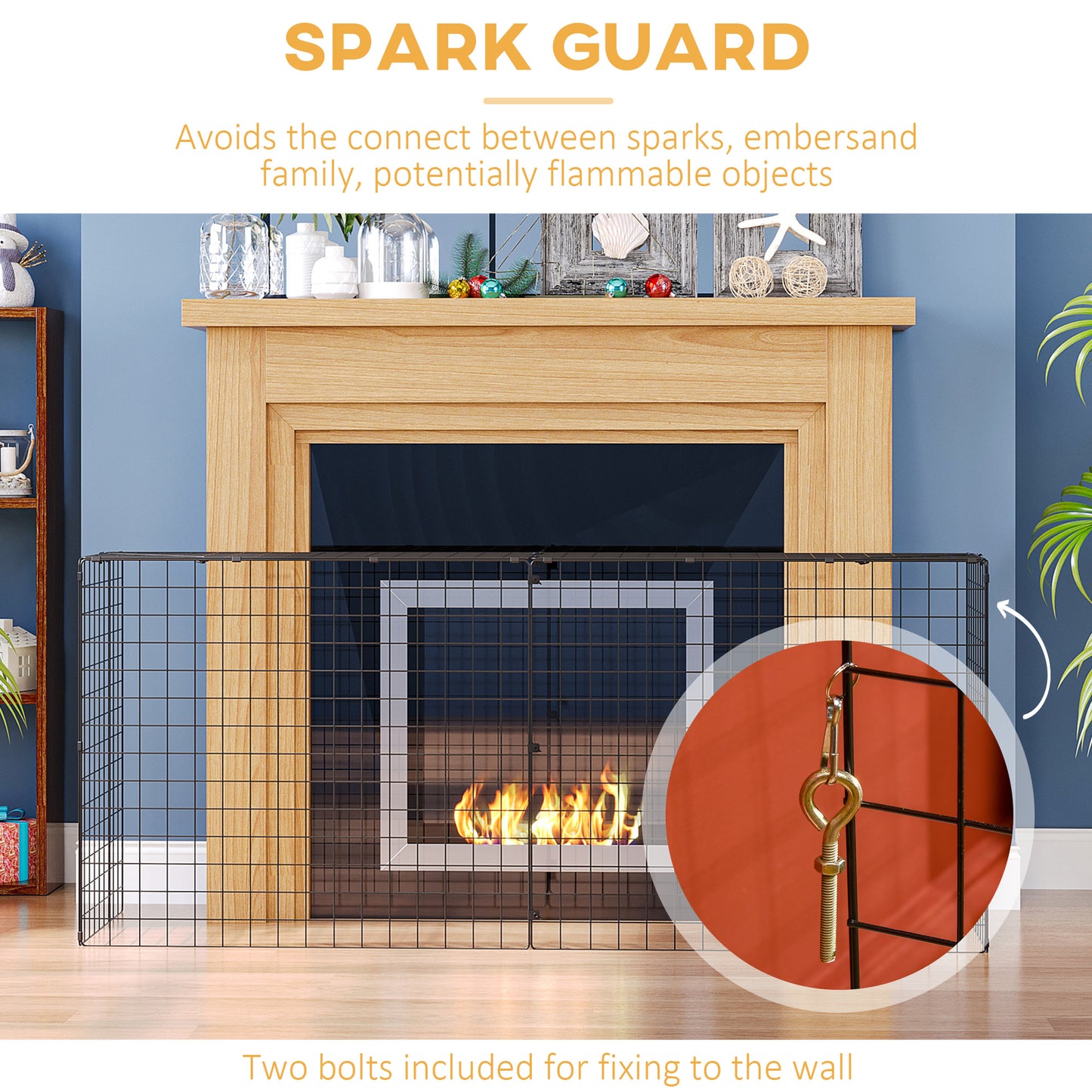 Fireguard Fire Safe Guard Extending Fireplace Wire Mesh Screen Cover