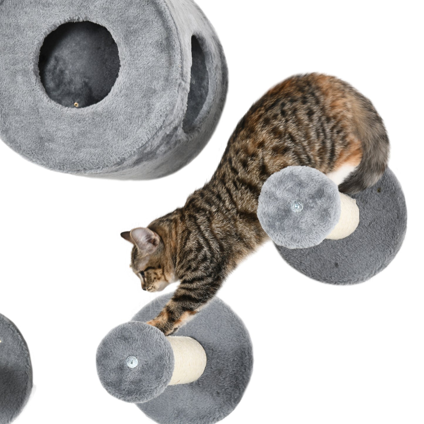 5 PC Wall-Mounted Cat Tree Furniture Perch House Scratching Post Grey