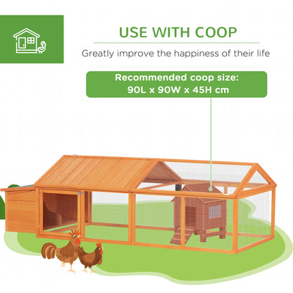 Wooden Chicken Run with Nesting Box, Openable Roof, for 4-8 Chickens