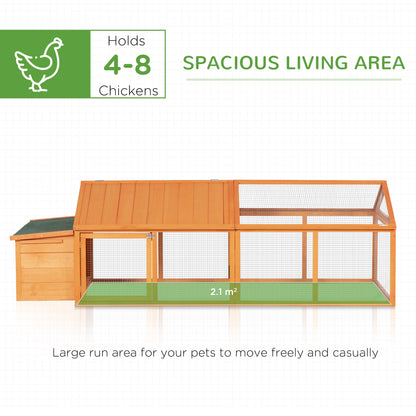 Wooden Chicken Run with Nesting Box, Openable Roof, for 4-8 Chickens