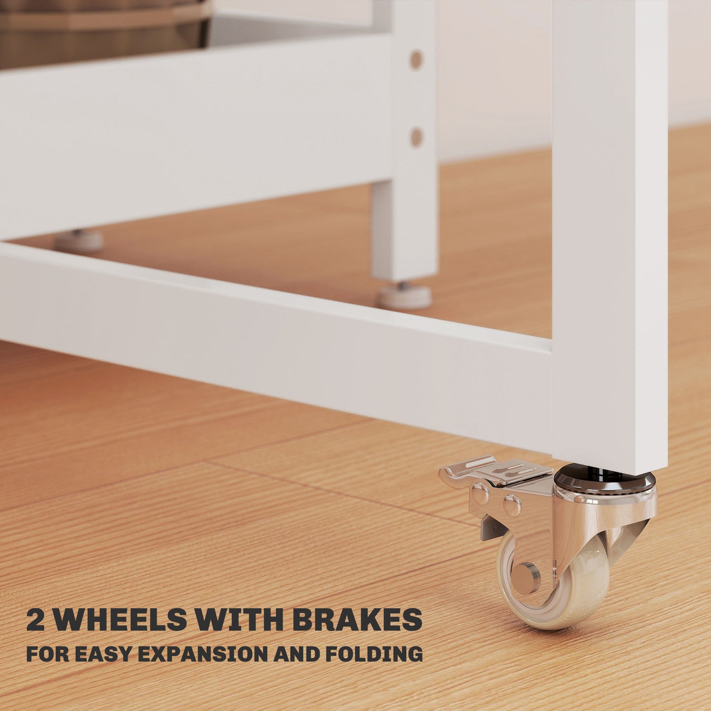 Folding Dining Table, Drop Leaf Table with Open Compartments, White