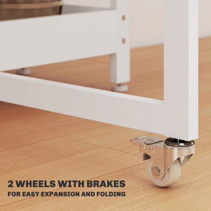 Folding Dining Table, Drop Leaf Table with Open Compartments, White