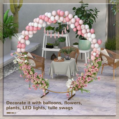 222cm Gold Tone Wedding Arch Round Backdrop Stand for Birthday Party