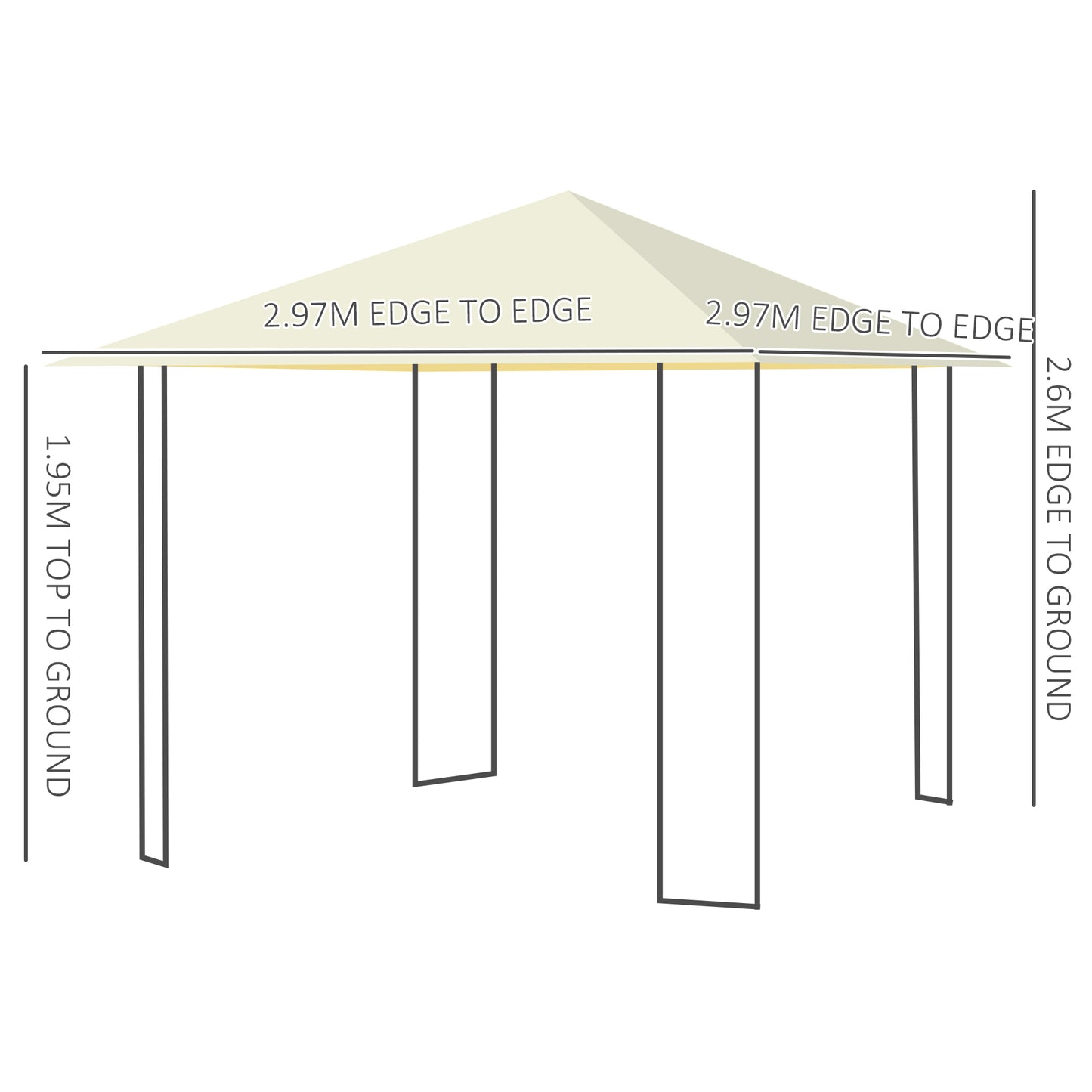 3 x 3 m Garden Metal Gazebo for Party and BBQ w/ Water-resistant PE Canopy Top, Cream