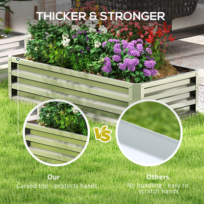 216L Raised Garden Bed, Galvanised Planter Box Outdoor with Open Bottom, Metal Raised Garden Bed Kit for Vegetables, Flowers and Herbs, 120 x 60 x 30.5cm, Silver