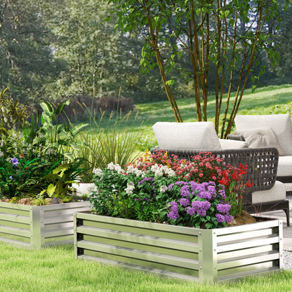 216L Raised Garden Bed, Galvanised Planter Box Outdoor with Open Bottom, Metal Raised Garden Bed Kit for Vegetables, Flowers and Herbs, 120 x 60 x 30.5cm, Silver