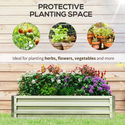 216L Raised Garden Bed, Galvanised Planter Box Outdoor with Open Bottom, Metal Raised Garden Bed Kit for Vegetables, Flowers and Herbs, 120 x 60 x 30.5cm, Silver