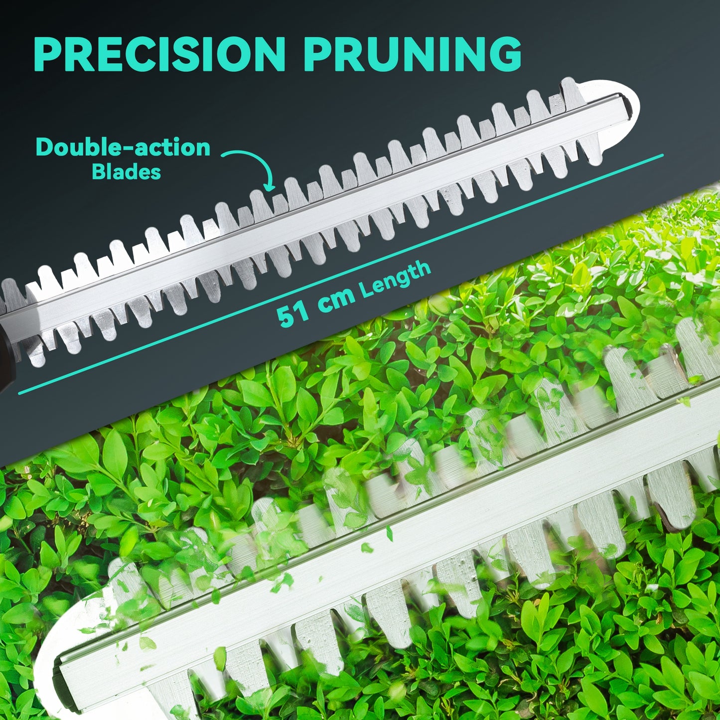 Cordless Hedge Trimmer with Brushless Motor, Blue