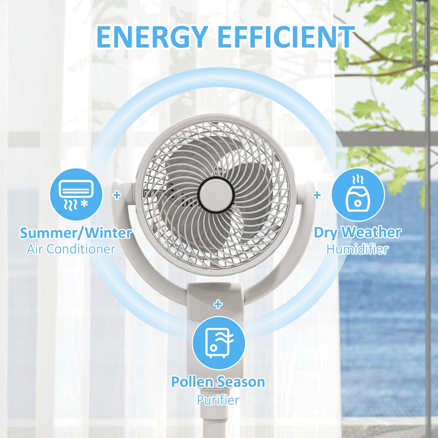 Pedestal Fan, Air Circulation Fan with Oscillating, Tilt, for Home