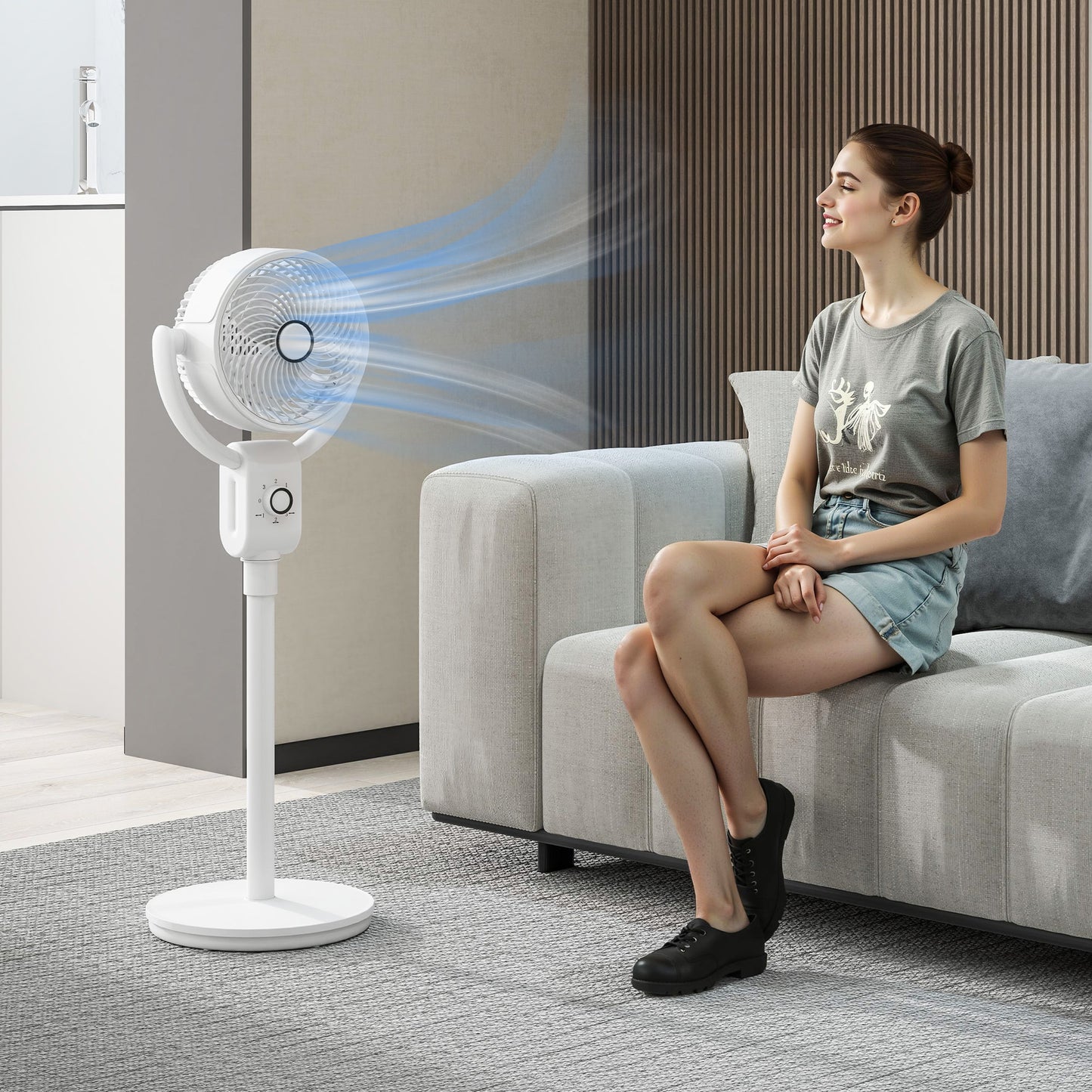 Pedestal Fan, Air Circulation Fan with Oscillating, Tilt, for Home