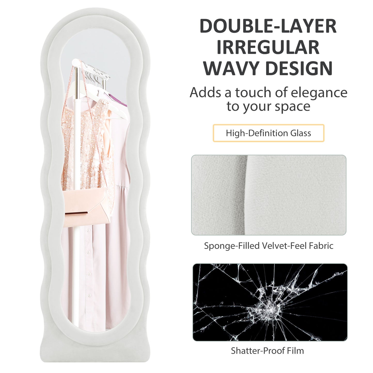 Full Length Mirror, Standing, Leaning or Wall Mirror, White