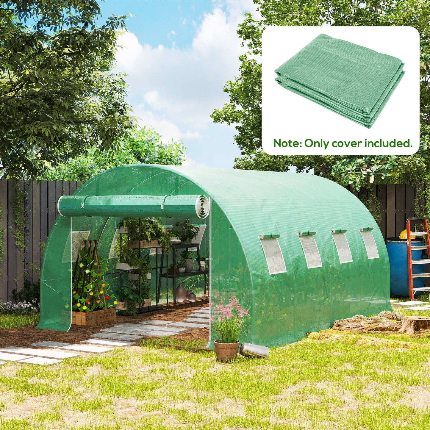 4 x 3 x 2m Greenhouse Replacement Cover ONLY for Tunnel Greenhouse