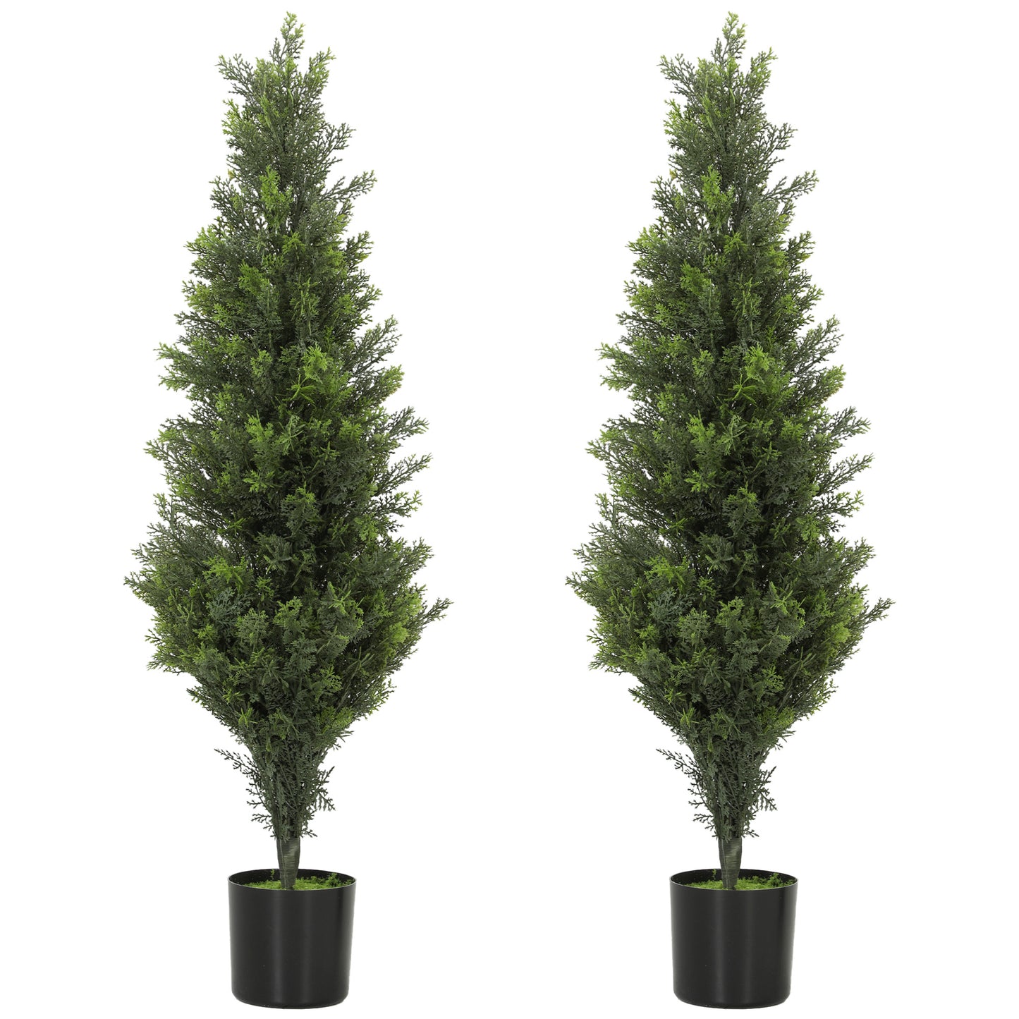 Set of 2 Decorative Artificial Plants Cypress in Weighted Pot, 90 cm Tall Fake Plant with 564 Leaves for Home Indoor Outdoor Decor