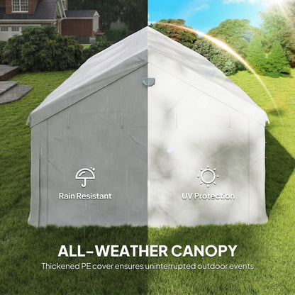 6 x 4 m Party Tent, Heavy Duty Gazebo Canopy with Windows, White